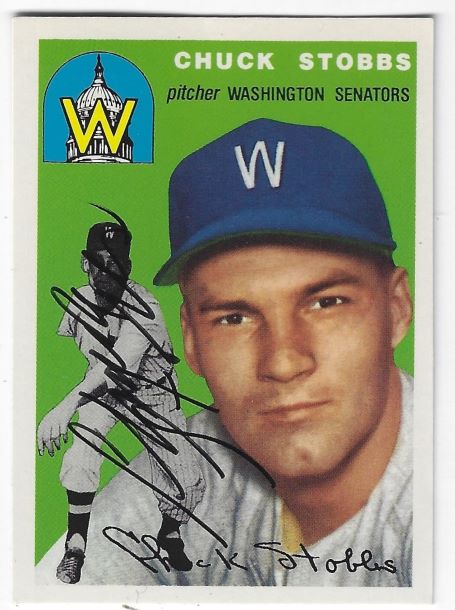 Autographed CHUCK STOBBS Washington Senators 1954 Topps Archive card