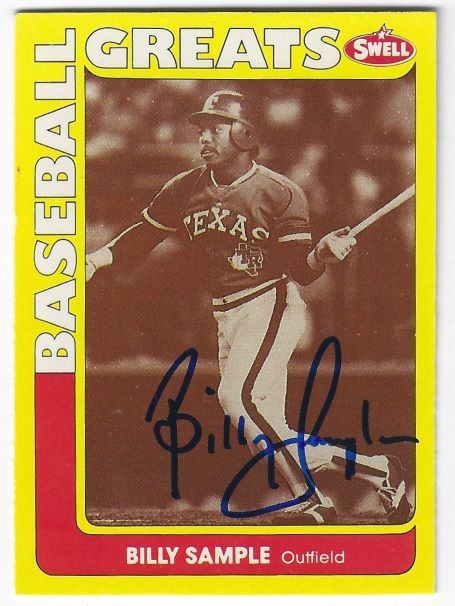 Autographed BILLY SAMPLE Texas Rangers 1991 Swell Baseball Greats card