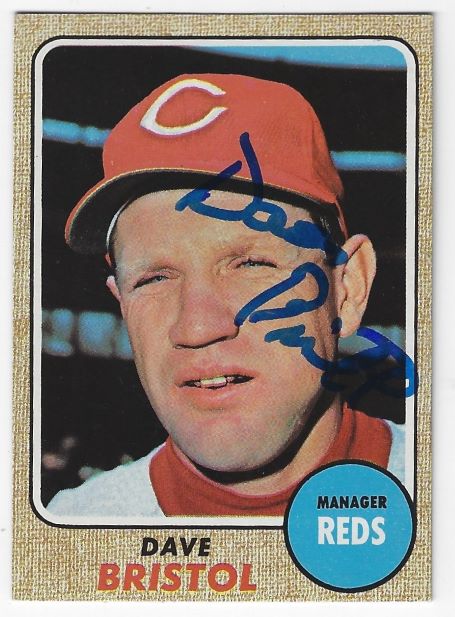 Autographed DAVE BRISTOL Cincinnati Reds 1968 Topps Card