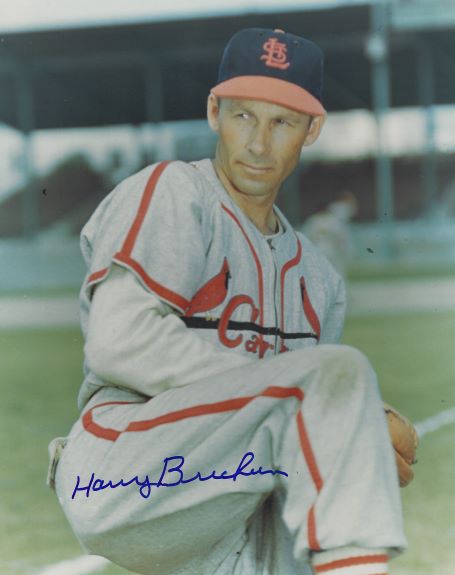 AUTOGRAPHED HARRY BRECHEEN 8x10 St. Louis Cardinals Photo