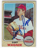 Autographed Gary Wagner Philadelphia Phillies 1968 Topps Card