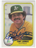 Autographed TONY ARMAS Oakland A's 1981 Fleer Card
