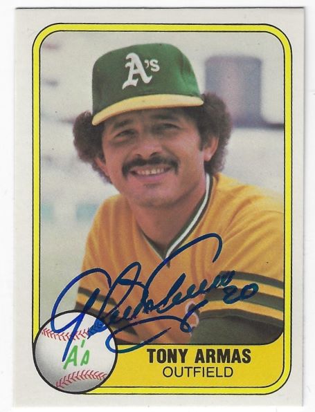 Autographed TONY ARMAS Oakland A's 1981 Fleer Card