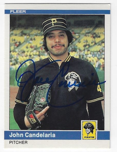 Autographed JOHN CANDELARIA Pittsburgh Pirates 1984 Fleer Card