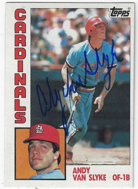 Autographed  ANDY VAN SLYKE St. Louis Cardinals 1984 Topps Card