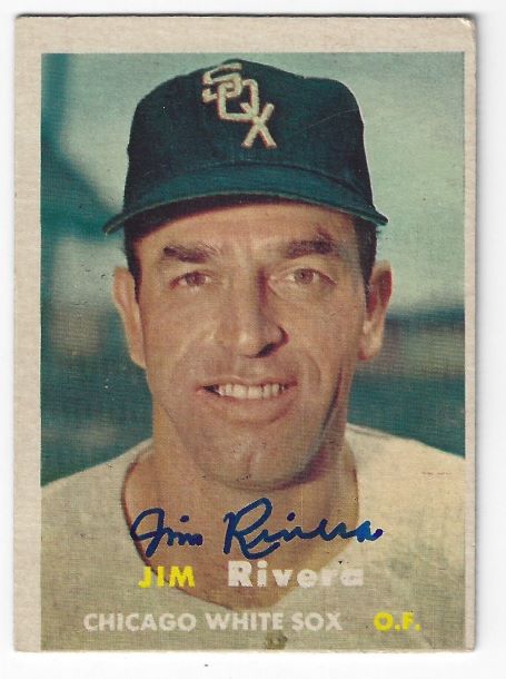 Autographed JIM RIVERA Chicago White Sox 1957 Topps Card