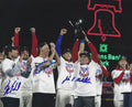 Autographed SAM FULD, DAVE DOMBROWSKI and JOHN MIDDLETON 8X10 Philadelphia Phillies Photo