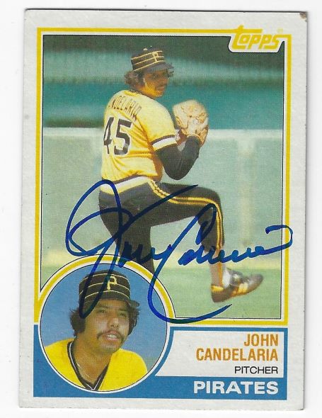 Autographed JOHN CANDELARIA Pittsburgh Pirates 1983 Topps Card