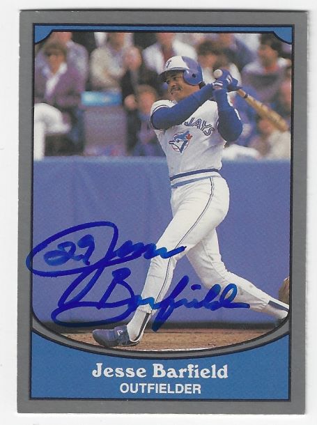 Autographed JESSE BARFIELD Toronto Blue Jays 1990 Pacific Legends Card