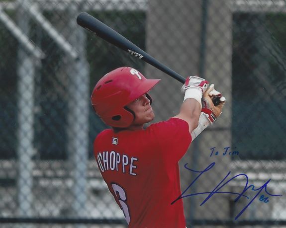 AUTOGRAPHED LOGAN O'HOPPE "to Jim" 8X10 Philadelphia Phillies Photo