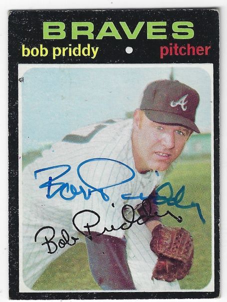 Autographed BOB PRIDDY Atlanta Braves 1971 Topps Card