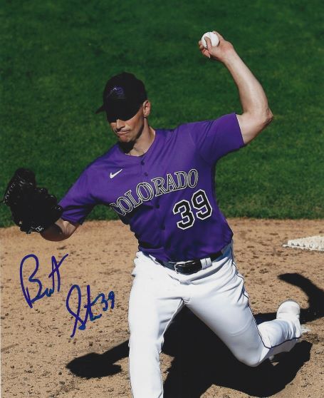 AUTOGRAPHED BRENT SUTER 8X10 Colorado Rockies Photo