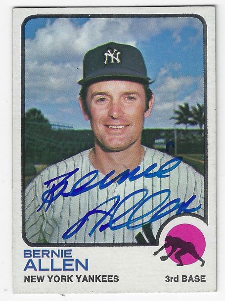 Autographed BERNIE ALLEN New York Yankees 1973 Topps Card