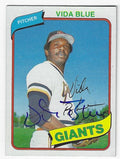 Autographed VIDA BLUE San Francisco Giants 1980 Topps Card