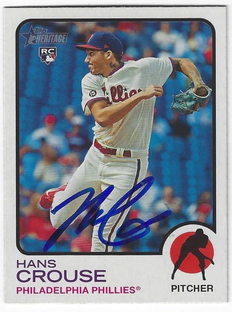 Autographed HANS CROUSE Philadelphia Phillies 2022 Topps Heritage Card #377