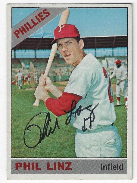 Autographed PHIL LINZ  Philadelphia Phillies 1966 Topps Card
