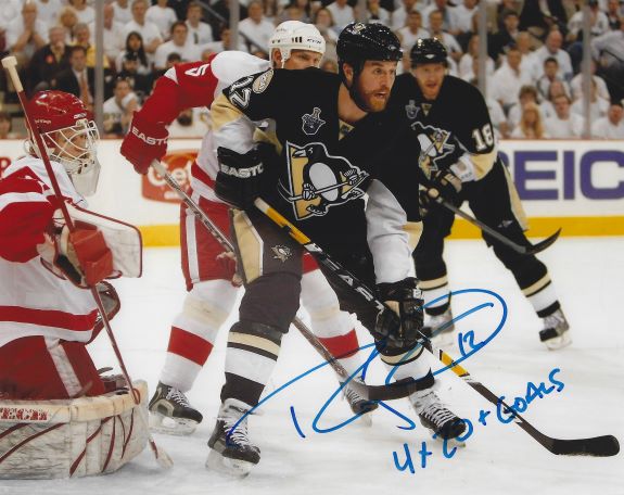 Autographed RYAN MALONE "4x 20 Plus Goals" 8x10 Pittsburgh Penguins Photo