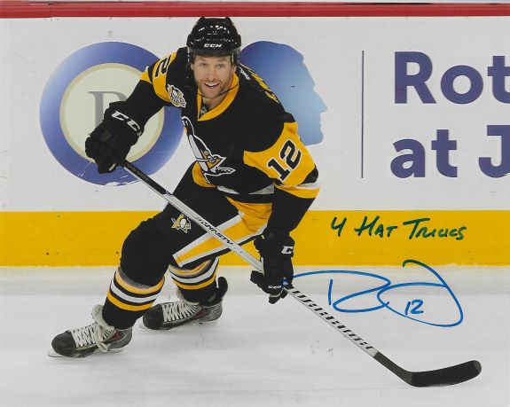 Autographed RYAN MALONE "4 Hat Tricks" 8x10 Pittsburgh Penguins Photo