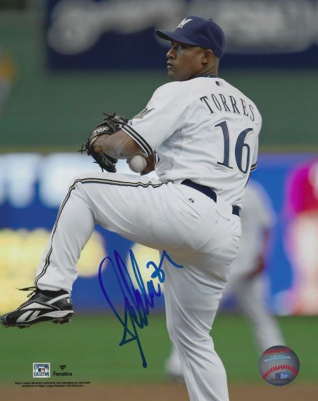Autographed SALOMON TORRES 8X10 Milwaukee Brewers Photo