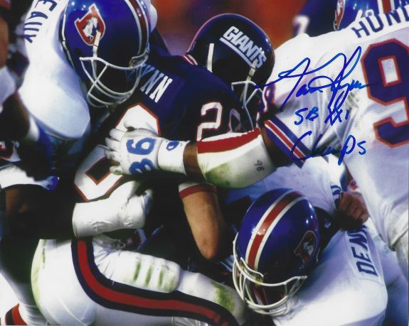 AUTOGRAPHED TOM FLYNN "SBXXI Champs" 8X10 New York Giants Photo