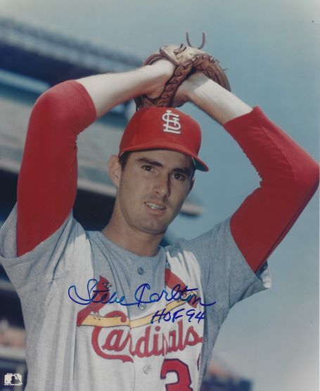 Autographed STEVE CARLTON "HOF 94" 8x10 St. Louis Cardinals Photo