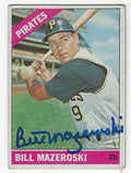 Autographed BILL MAZEROSKI 1966 Topps Pittsburgh Pirates Card #210 w/COA