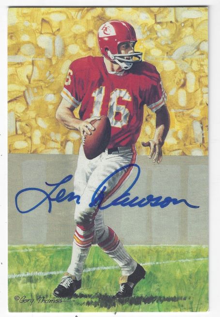 Autographed Len Dawson Kansas City Chiefs Goal Line Art Card