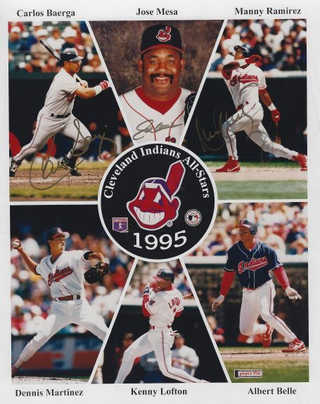 AUTOGRAPHED CARLOS BAERGA, JOSE MESA and MANNY RAMIREZ 8X10 Cleveland Indians Photo