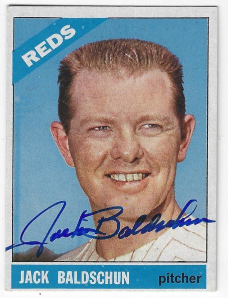 Autographed JACK BALDSCHUN Cinicinnati Reds 1966 Topps Card