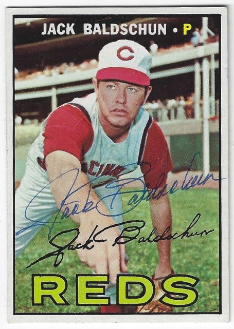 Autographed JACK BALDSCHUN Cinicinnati Reds 1967 Topps Card