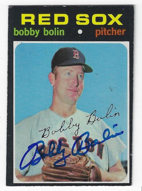 Autographed BOBBY BOLIN Boston Red Sox 1971 Topps Card