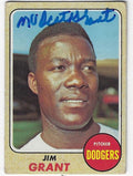 Autographed JIM GRANT Los Angeles Dodgers 1968 Topps Card