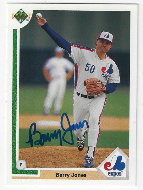 Auotgraphed BARRY JONES Montreal Expos 1991 Upper Deck Card