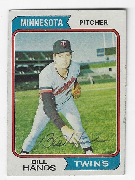 Autographed BILL HANDS Minnesota Twins 1974 Topps Card