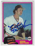 Autographed ED WHITSON  San Francisco Giants 1981 Topps Card