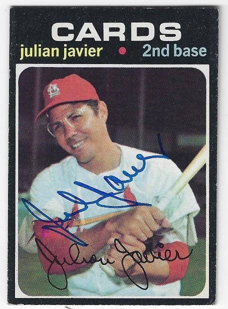 Autographed JULIAN JAVIER St. Louis Cardinals 1971 Topps  Card