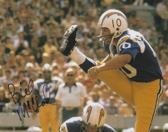 Autographed BILL MCCLARD 8X10 San Diego Chargers photo