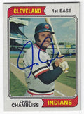 Autographed Chris Chambliss Cleveland Indians 1974 Topps Card