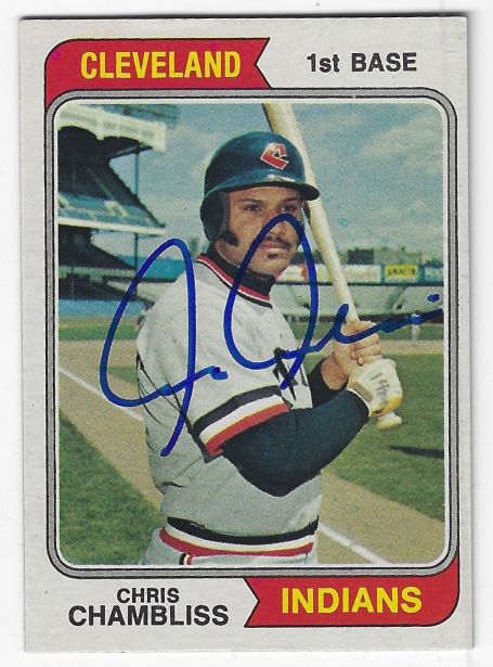 Autographed Chris Chambliss Cleveland Indians 1974 Topps Card