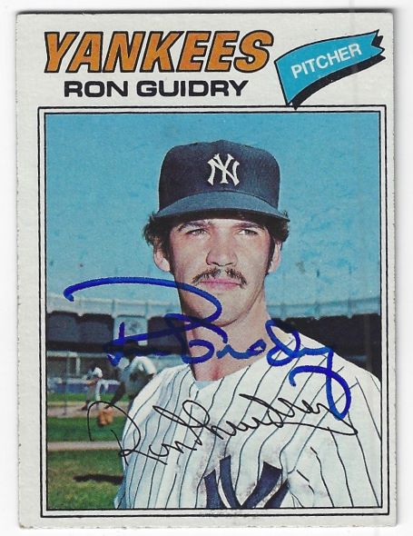 Autographed RON GUIDRY New York Yankees 1977 Topps Card