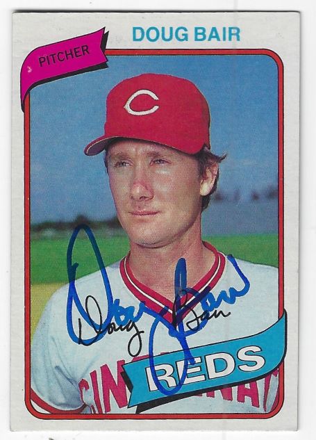 Autographed DOUG BAIR Cincinnati Reds 1980 Topps Card