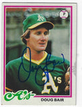 Autographed DOUG BAIR Oakland A's 1978 Topps Card