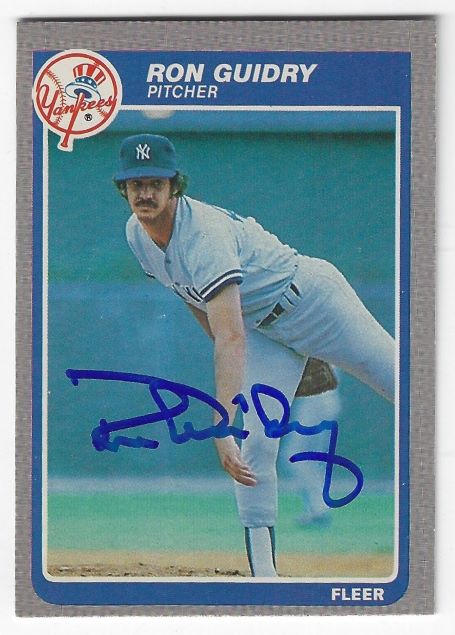 Autographed RON GUIDRY New York Yankees 1985 Fleer Card