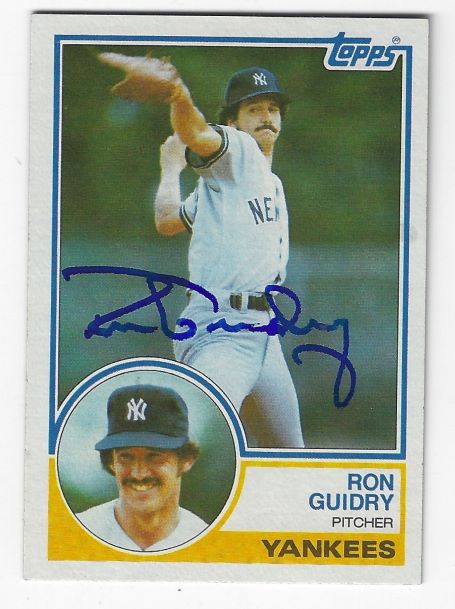 Autographed RON GUIDRY New York Yankees 1983 Topps Card
