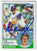 Autographed TOM NIEDENFUER  Los Angeles Dodgers 1983 Topps Card