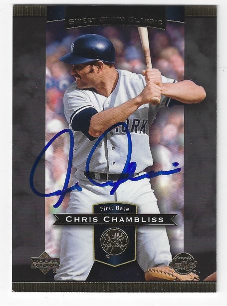 Autographed CHRIS CHAMBLISS New York Yankees 2003 Upper Deck Sweet Spot Classics Card #13
