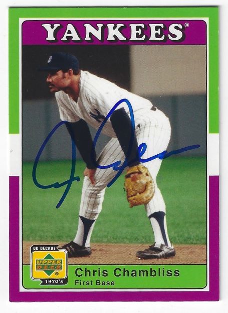 Autographed CHRIS CHAMBLISS New York Yankees 2001 Upper Deck the 70's Card