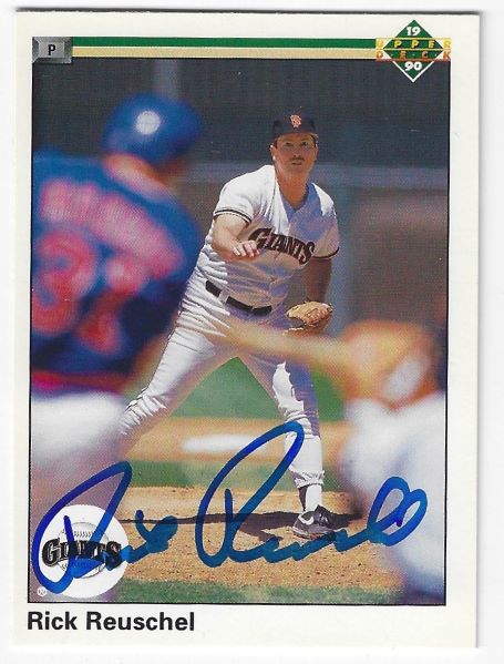 Autographed RICK REUSCHEL San Francisco Giants 1990 Upper Deck Card