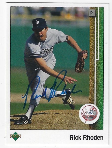 Autographed RICK RHODEN New York Yankees 1989 Upper Deck Card