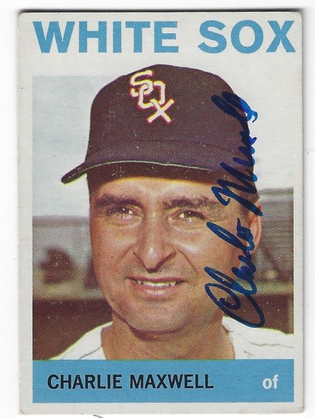 Autographed CHARLEY MAXWELL Chicago White Sox 1964 Topps Card